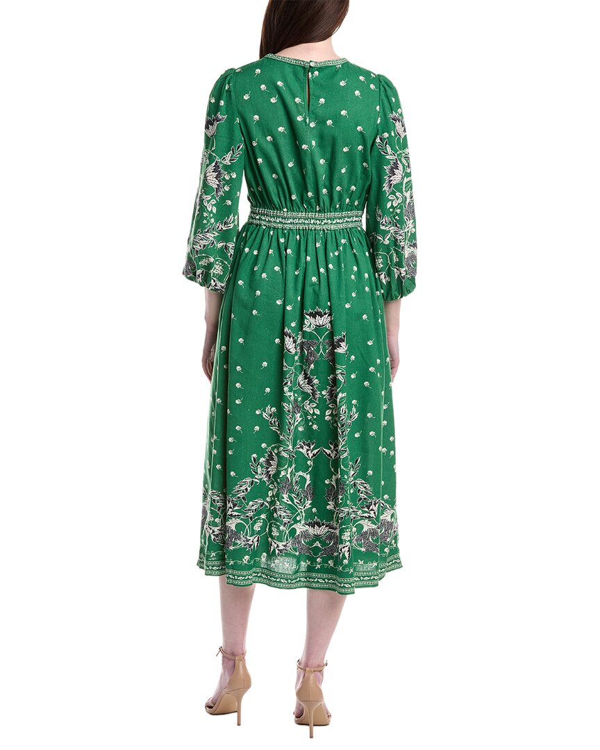 Max Studio Puff Sleeve Linen-Blend Maxi Dress