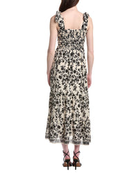 Max Studio Self Tie Smocked Bodice Maxi Dress