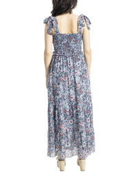 Max Studio Self Tie Smocked Bodice Maxi Dress