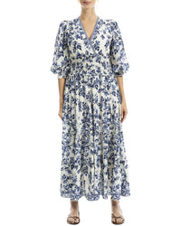 Max Studio Surplice Smocked Waist Maxi Dress