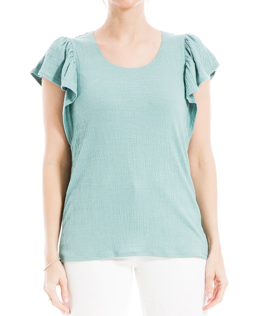 Max Studio Flutter Sleeve Crinkle Jersey Top