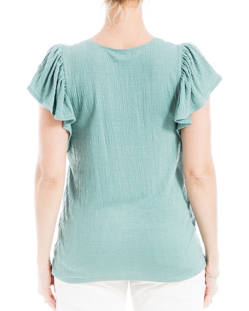 Max Studio Flutter Sleeve Crinkle Jersey Top