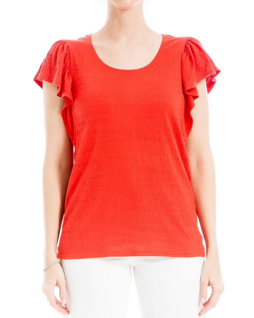 Max Studio Flutter Sleeve Crinkle Jersey Top
