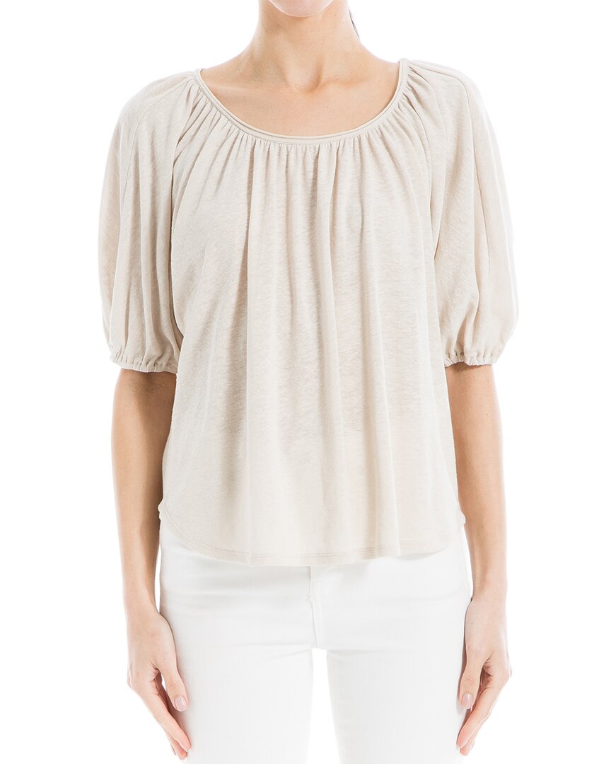 Max Studio Bubble Sleeve Linen-Blend Top