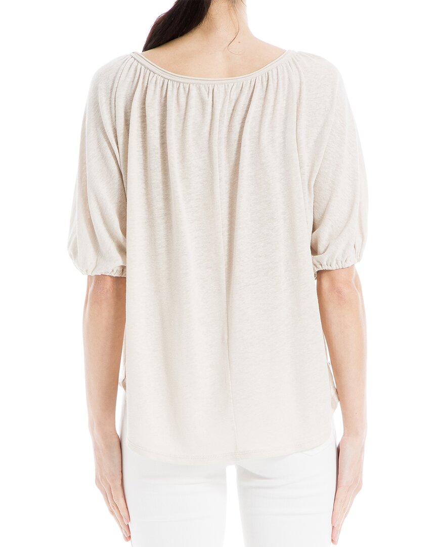 Max Studio Bubble Sleeve Linen-Blend Top