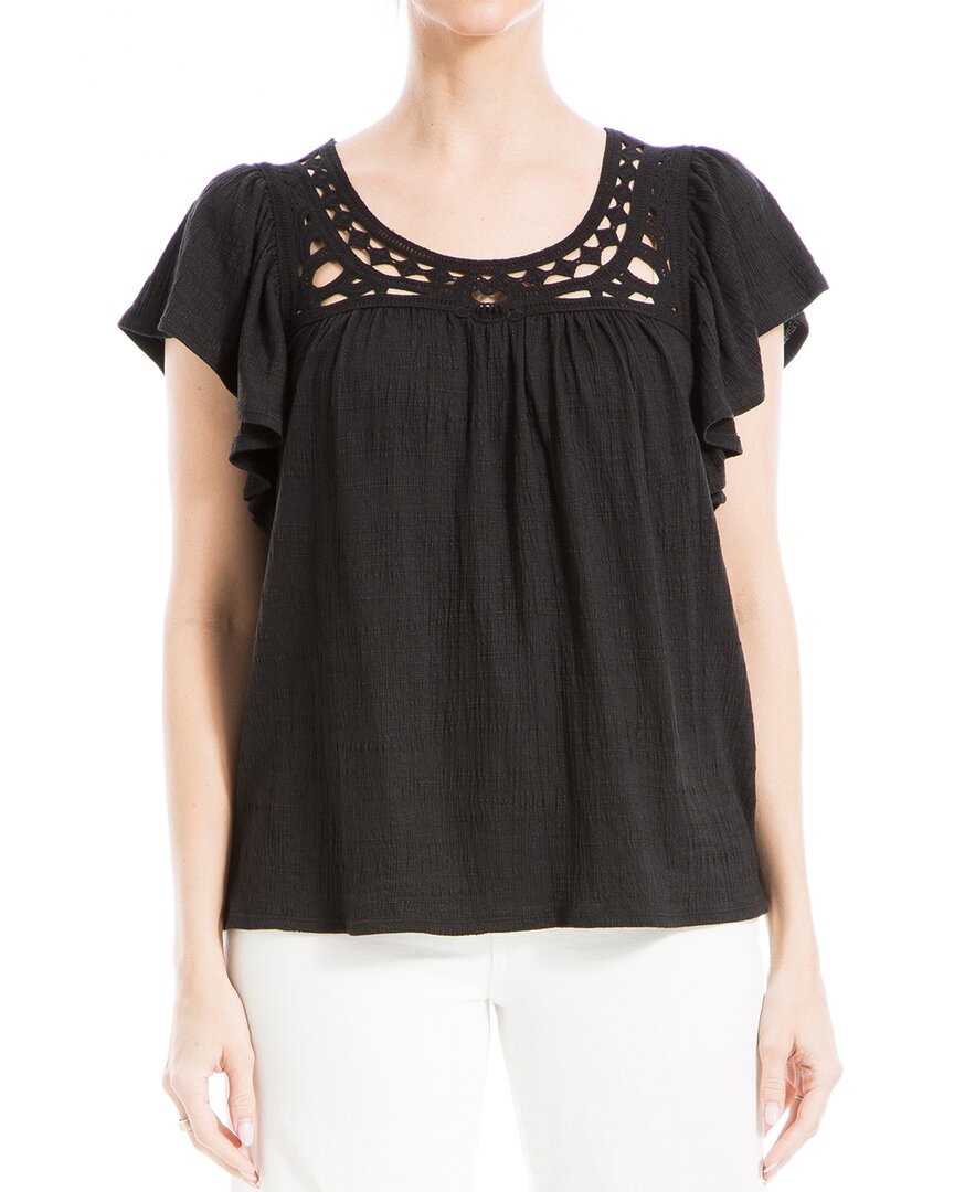 Max Studio Flutter Sleeve Embroidered Top