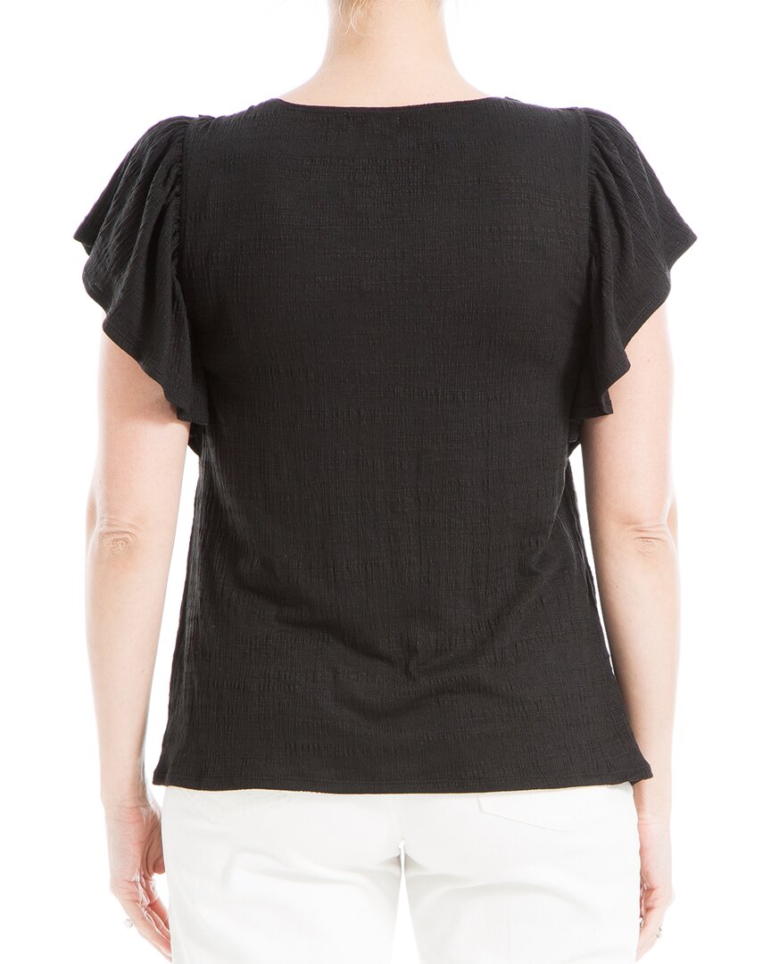 Max Studio Flutter Sleeve Embroidered Top