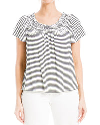 Max Studio Cap Sleeve Stripe Top