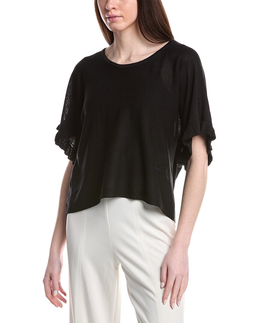 Max Studio Flutter Sleeve Linen-Blend Top