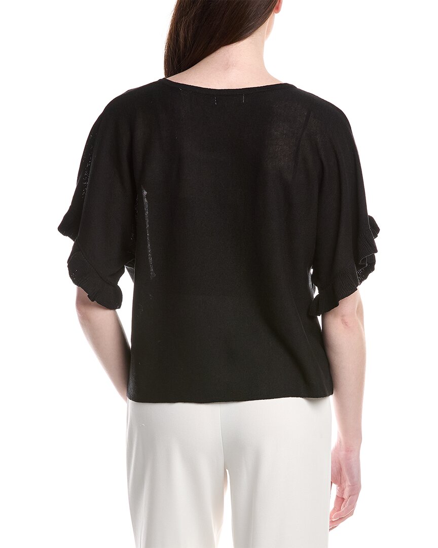 Max Studio Flutter Sleeve Linen-Blend Top