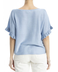 Max Studio Flutter Sleeve Linen-Blend Top