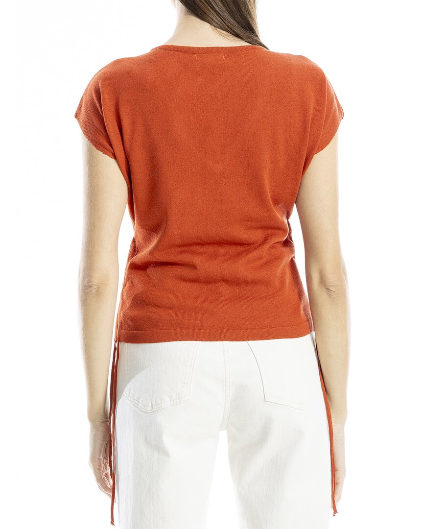 Max Studio Ruched Cap Sleeve Linen-Blend Sweater