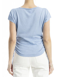 Max Studio Ruched Cap Sleeve Linen-Blend Sweater