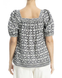 Max Studio Square Neck Puff Sleeve Blouse