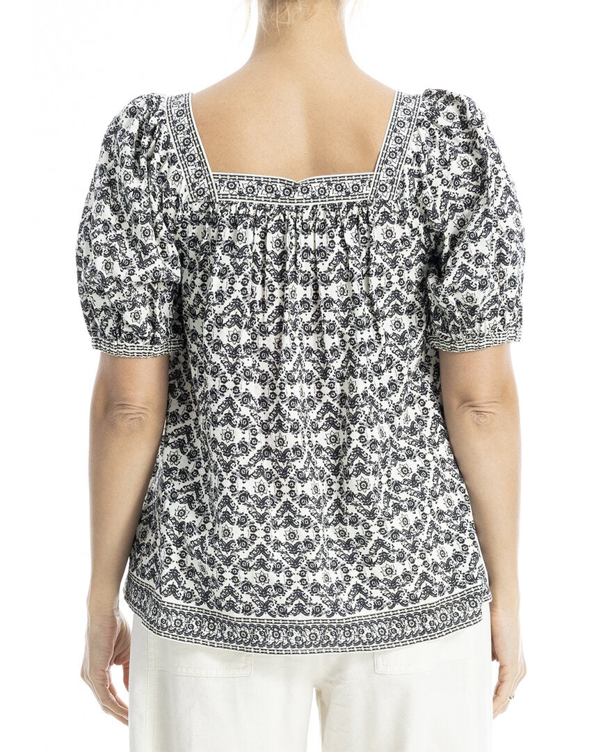 Max Studio Square Neck Puff Sleeve Blouse