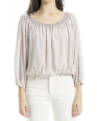 Max Studio Smock Neck Bubble Hem Blouse