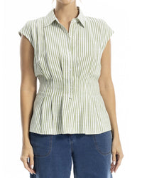 Max Studio Cap Sleeve Collared Shirt