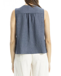Max Studio Pleated Button-Front Blouse