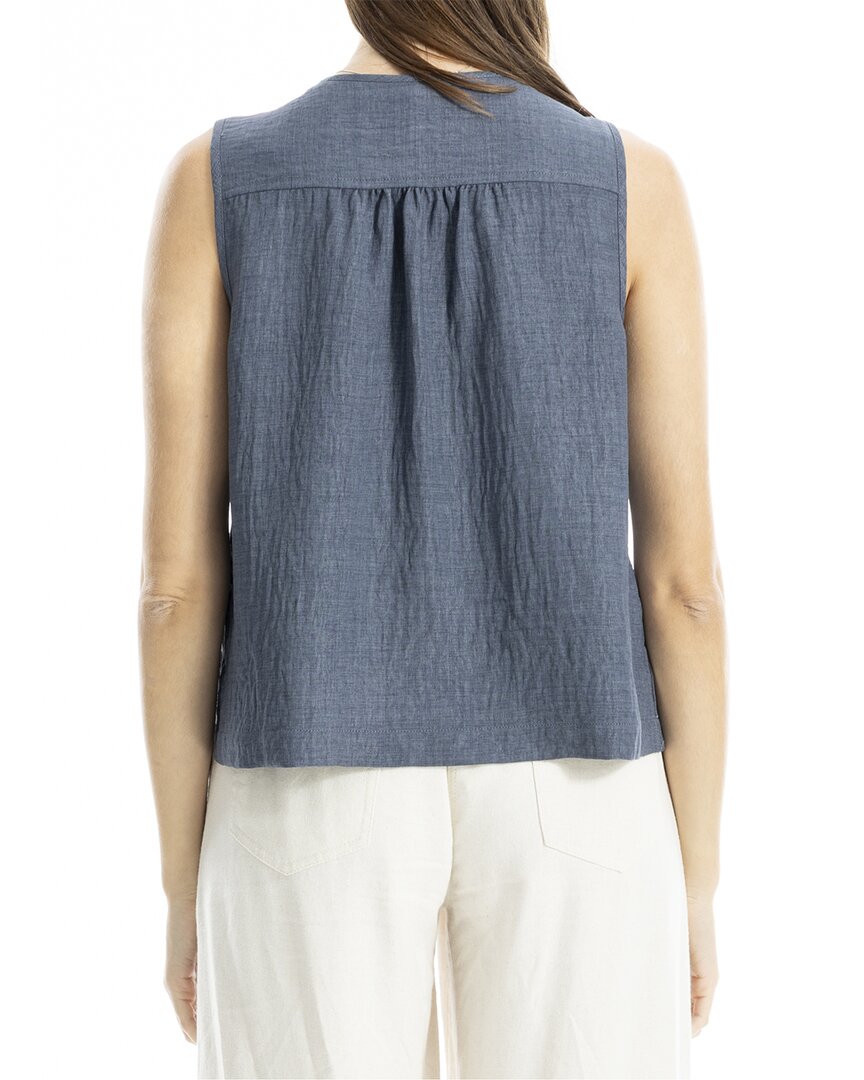 Max Studio Pleated Button-Front Blouse