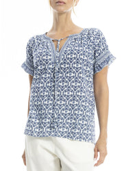 Max Studio Ruffle Detail Short Sleeve Top