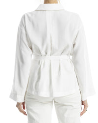 Max Studio Solid Belted Button-Up Shirt
