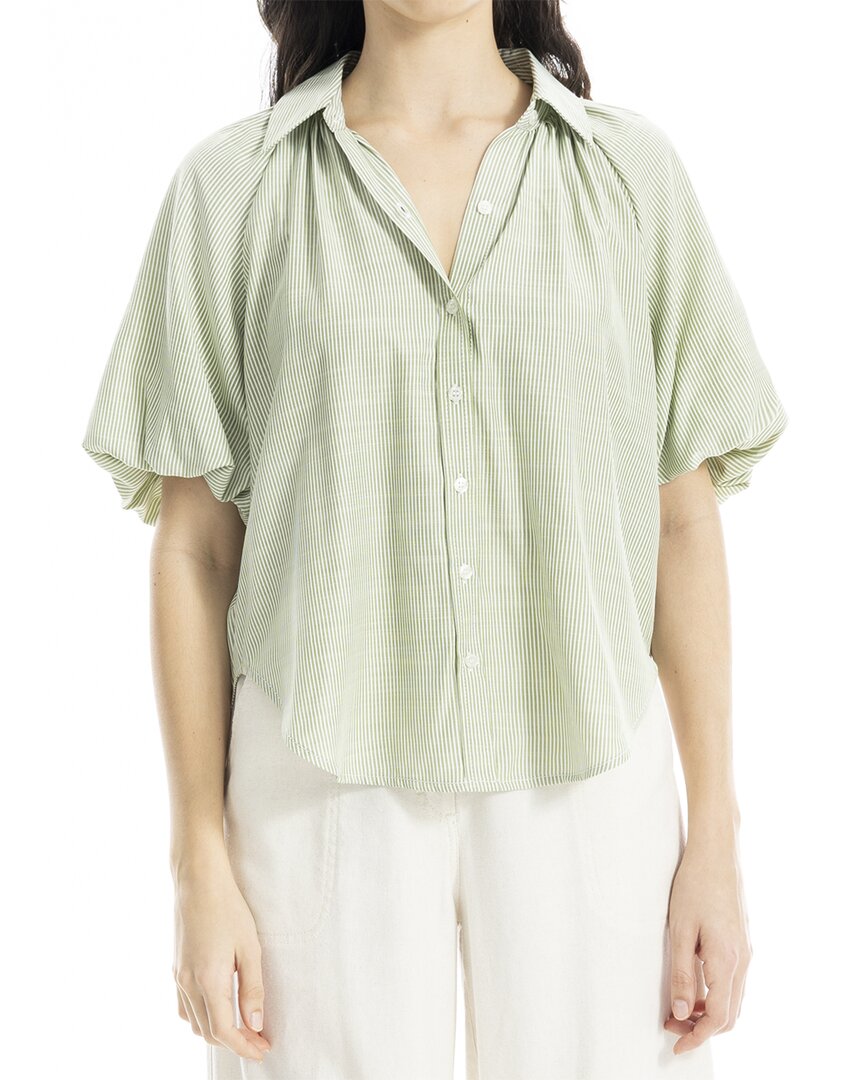Max Studio Bubble Sleeve Button Front Shirt