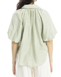 Max Studio Bubble Sleeve Button Front Shirt