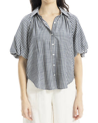 Max Studio Bubble Sleeve Button Front Shirt