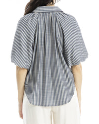 Max Studio Bubble Sleeve Button Front Shirt