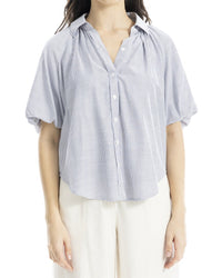 Max Studio Bubble Sleeve Button Front Shirt