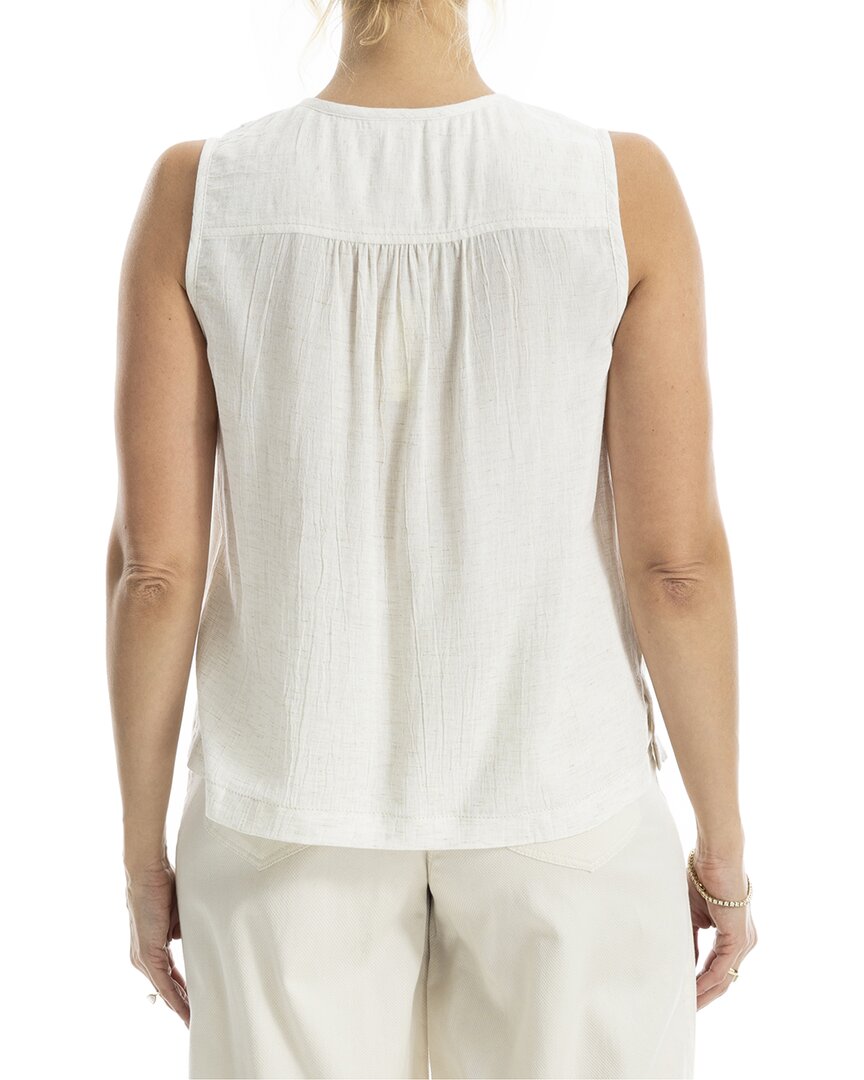 Max Studio Pleated Button-Front Linen-Blend Blouse