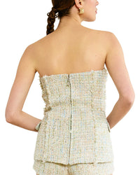Line & Dot Clover Strapless Wool-Blend Top