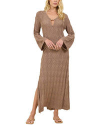 Surf Gypsy Plunge Diamond Knit Maxi Dress