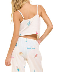 Surf Gypsy Embroidered Slub Gauze Tie Front Tank