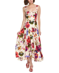Nicholas Nicholas Drenica Drop Waist Linen-Blend Midi Dress