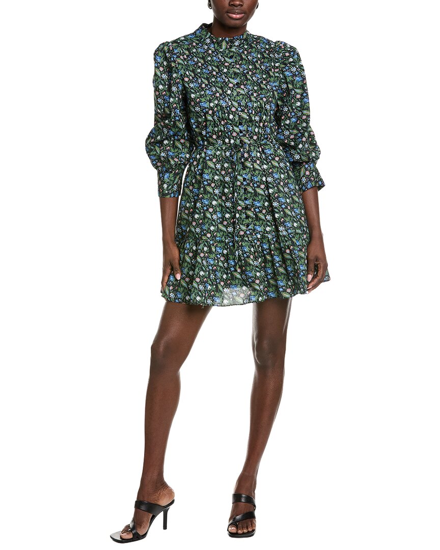 English Factory Floral Print Pintuck Smocked Mini Dress