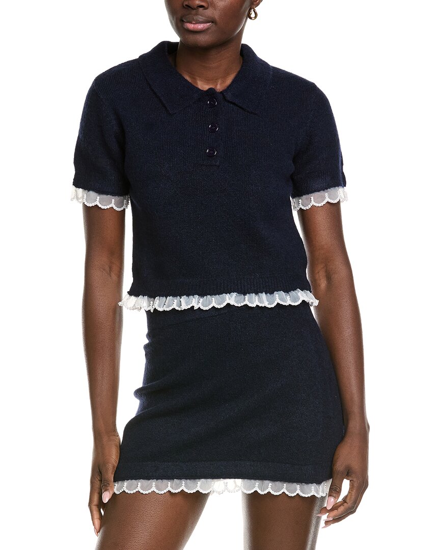 English Factory Scallop Detailed Knit Top