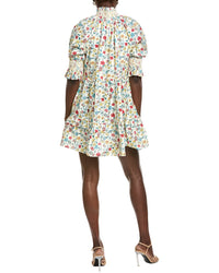 English Factory Smocked Puff Sleeves Mini Dress