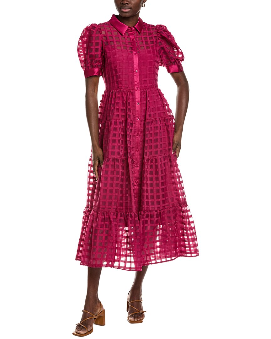 English Factory Gridded Organza Tiered Maxi Dress