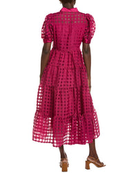 English Factory Gridded Organza Tiered Maxi Dress