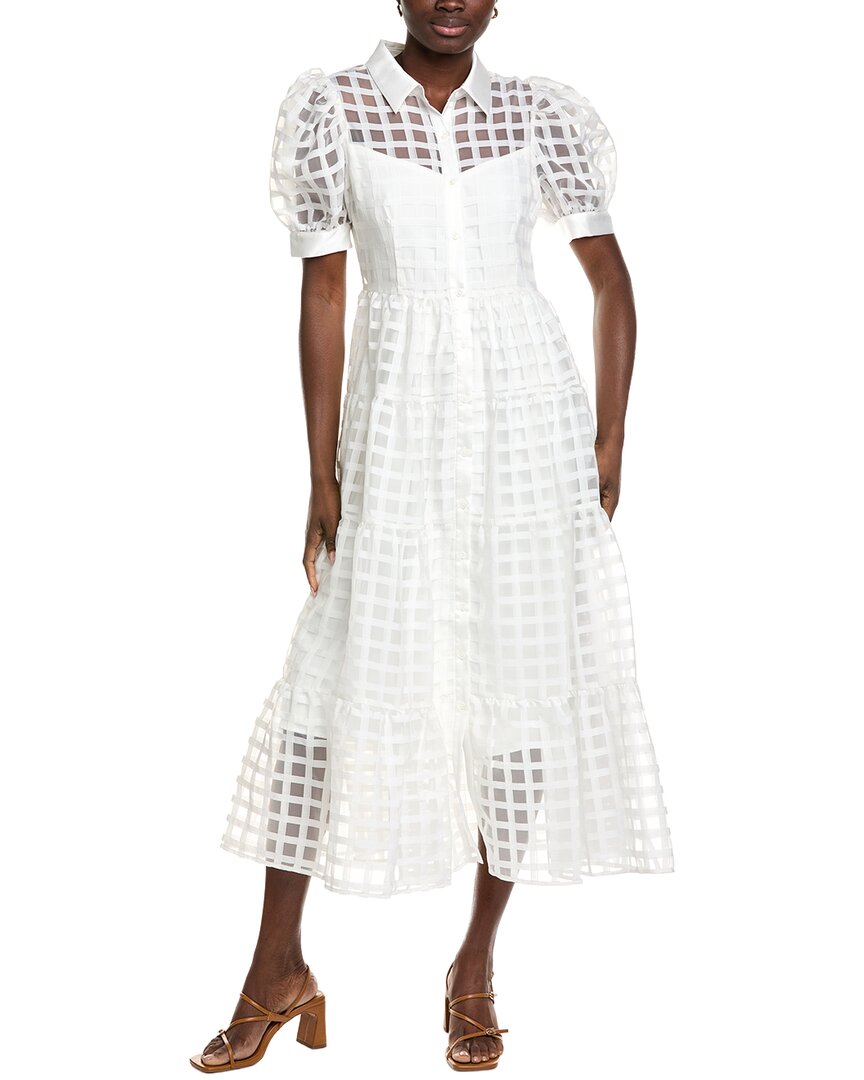 English Factory Gridded Organza Tiered Maxi Dress