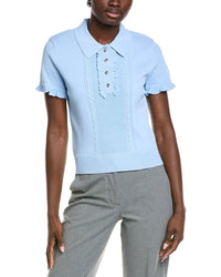English Factory Ruffle Placket Knitted Top