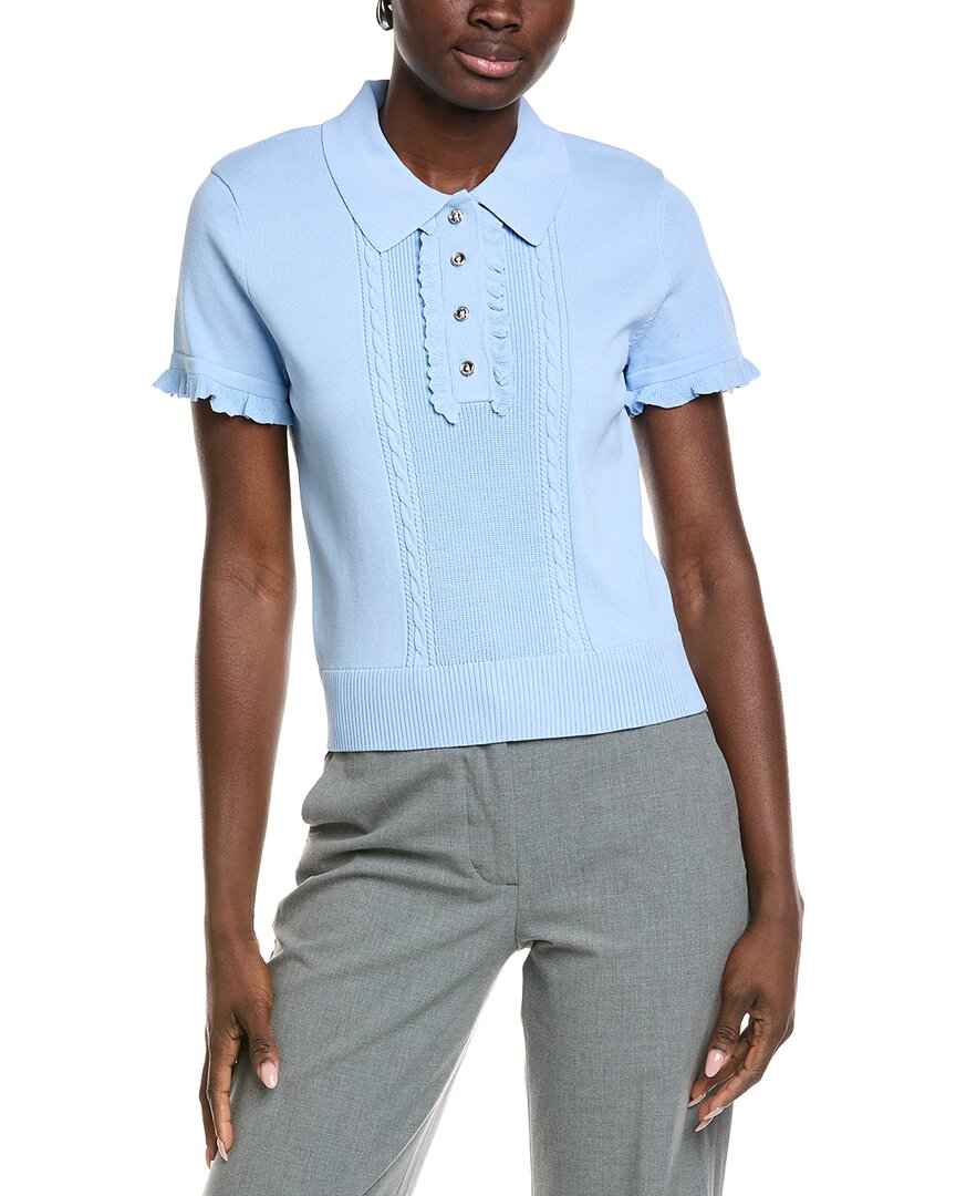 English Factory Ruffle Placket Knitted Top