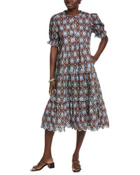English Factory Contrast Scallop Edge Midi Dress
