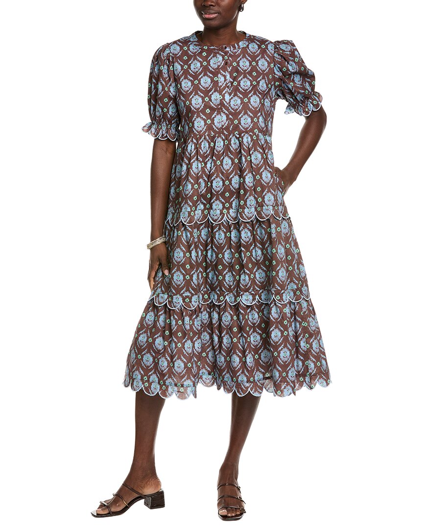 English Factory Contrast Scallop Edge Midi Dress