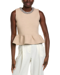 Endless Rose Jewel Trim Peplum Knit Top