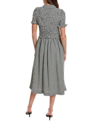 Design History Smocked Gingham Midi Dress