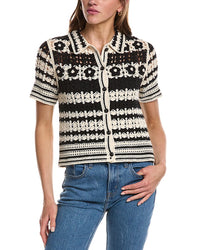 Design History Crochet Button Down Top