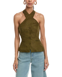 REVERIEE Reveriee Linen Halter Neck Top