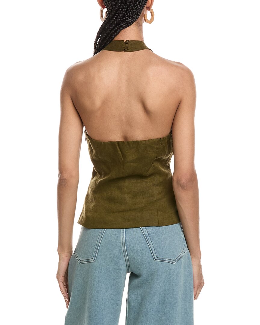 REVERIEE Reveriee Linen Halter Neck Top